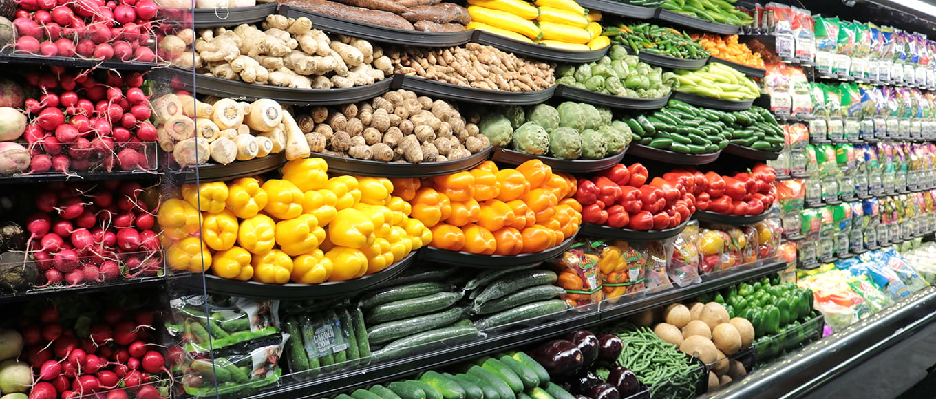 Curved Basket Dividers on Vertical Rack