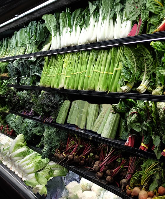 Wall of produce
